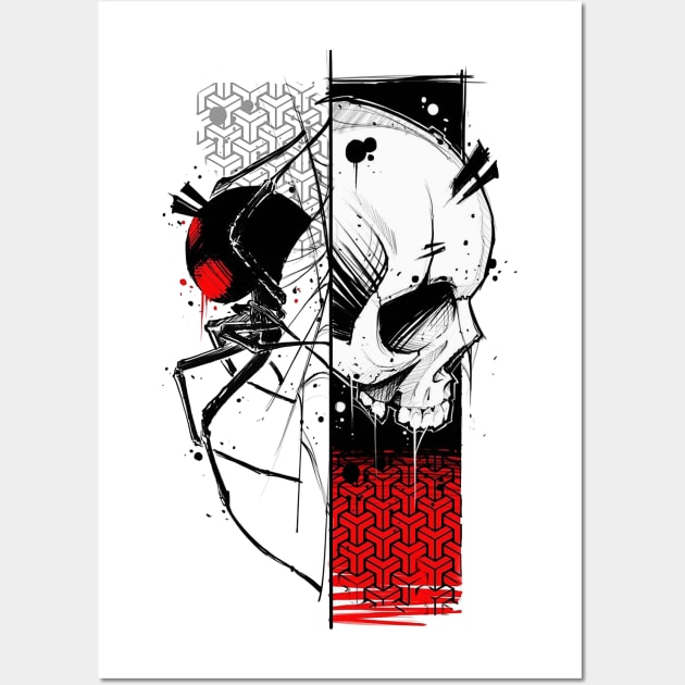 Cyberpunk Skull Spider Design Wall Art by OWLvision33